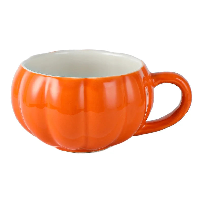 Pumpkin Mug Ceramic Cup With Spoon Soup