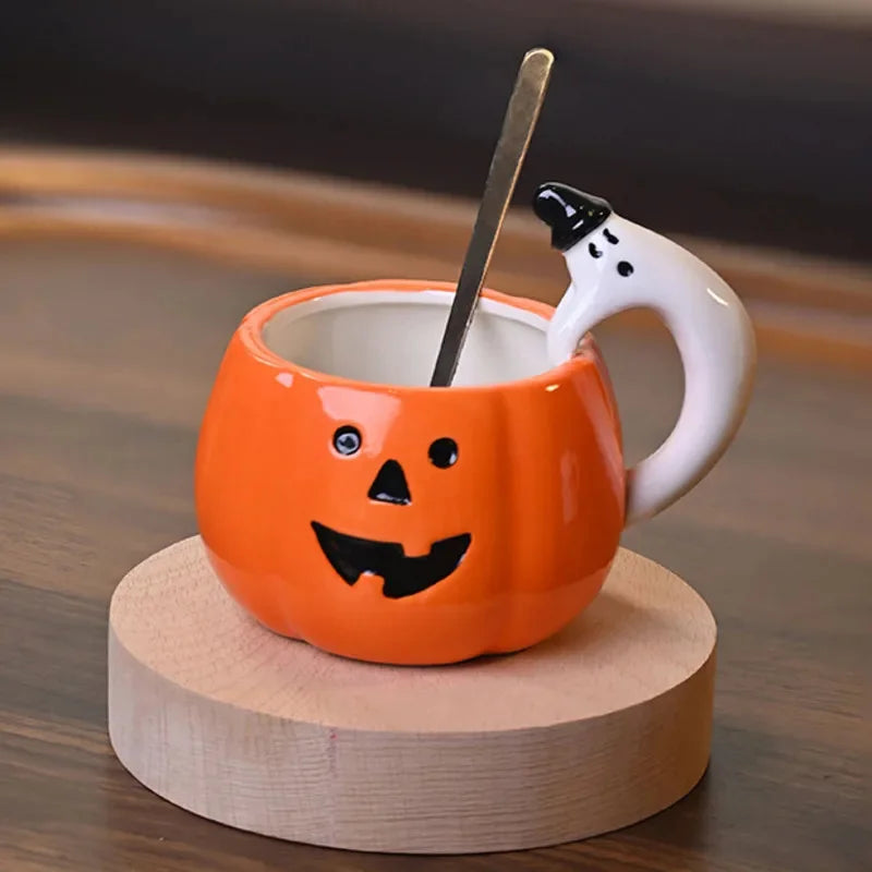 Ceramic Pumpkin Ghost Mug