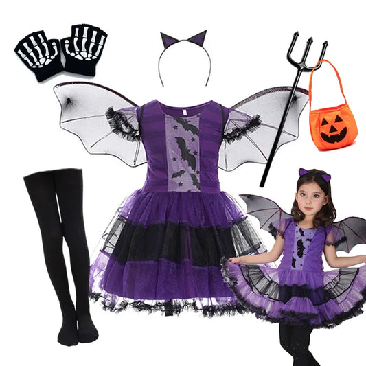 Girls Purple Bat Dress Kids