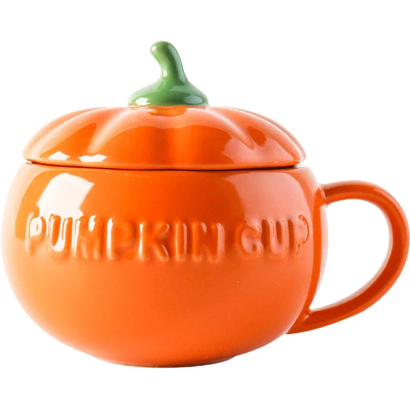 Pumpkin Mug Ceramic Cup With Spoon Soup