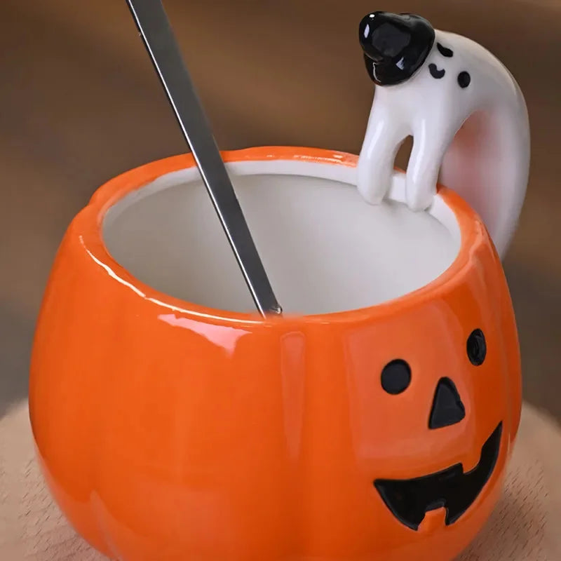 Ceramic Pumpkin Ghost Mug